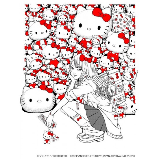 伊藤潤二 X 三麗鷗  富江 × Hello Kitty 版畫 （含框）